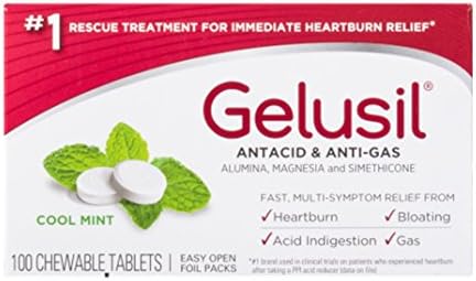 Gelusil Antacid & Anti-Gas, Cool Mint, 100 Chewable Tablets Per Bottle (8 Pack)