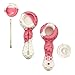 Unbreakable Honeycomb Silicone Straws Built-in Cleaner Spoon& Bowl (Pink White)