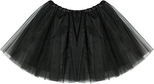 Women's Tulle Tutu Skirt Classic 4 Layered Ballet Dance Stretchy Mini Skirts Costume-Black