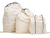 MISSLO Set of 3 Cotton Breathable Dust-Proof Drawstring Storage Pouch Bag