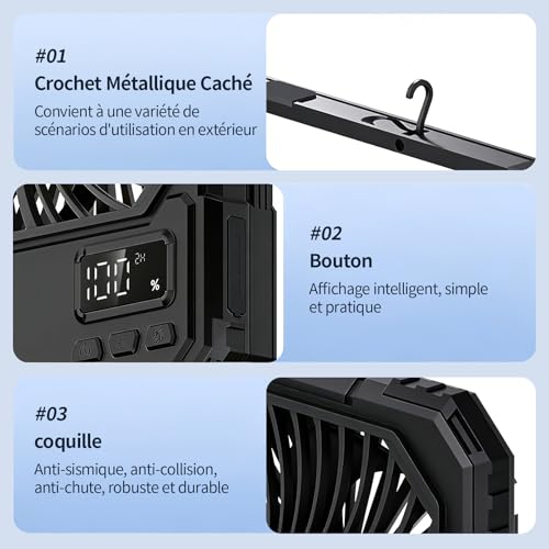 yAyusi 20000mAh Rechargeable Camping Fan, 27cm Ultra Slim Portable Tent Fan with Remote Control, Up to 82 Hours Battery Life, Outdoor and Bedroom Use