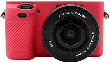 VIXFANNY Silicone Rubber Camera Case Protective Body Cover Skin for SONY Alpha A6300 Digital Camera + MicroFiber Cloth - Red