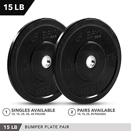 Day 1 Fitness Olympic Bumper Plate 2” Singles or Pairs, 5 Weight