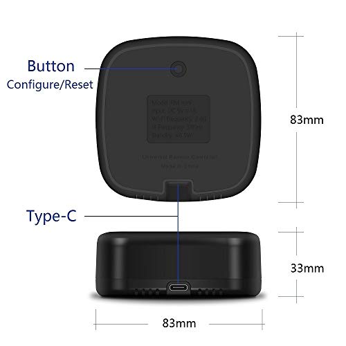 WiFi-Smart-IR-Universal-Hub-Remoto-Universal-RM-Mini-Compatible-con-Alexa-Google-Home-e-IFTTT-Soporte-de-Control-de-Aplicaciones-para-Android-e-iOS-Cable-Tipo-C-Incluido-Negro