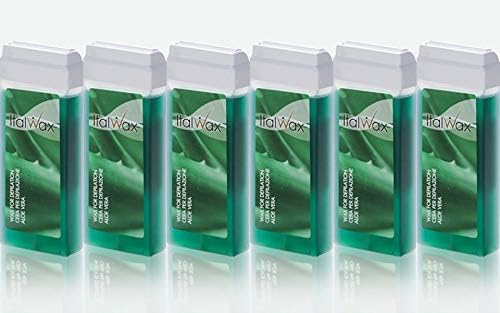 Italwax Classic Roll-On Wax Cartridge, Pack of 6 x 100ml, Aloe Vera Formula, Gentle on All Skin Types