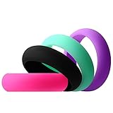 Aven womens Silicone Wedding Ring - 4 Rings Pack - 5.5mm Wide(2mm Thick)-Black, Pink, Purple, Turquoise(7.5)
