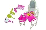 Masingo Fashion Dressing Table And Chair Set For Barbies Dolls Bedroom Furniture