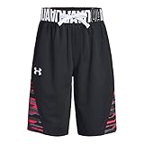 Under Armour Girls Hoops Short, Black (001)/White, Youth Medium