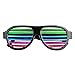 Kicsto Rechargeable Slotted Shutter Light up LED Flash Glasses, Black
