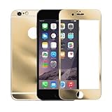Colorful Premium Tempered Protective Mirror Effect Glass Film Screen Protector for iPhone 6/6s with High Definition (HD) Anti-Scratch (Gold-Front+Back)