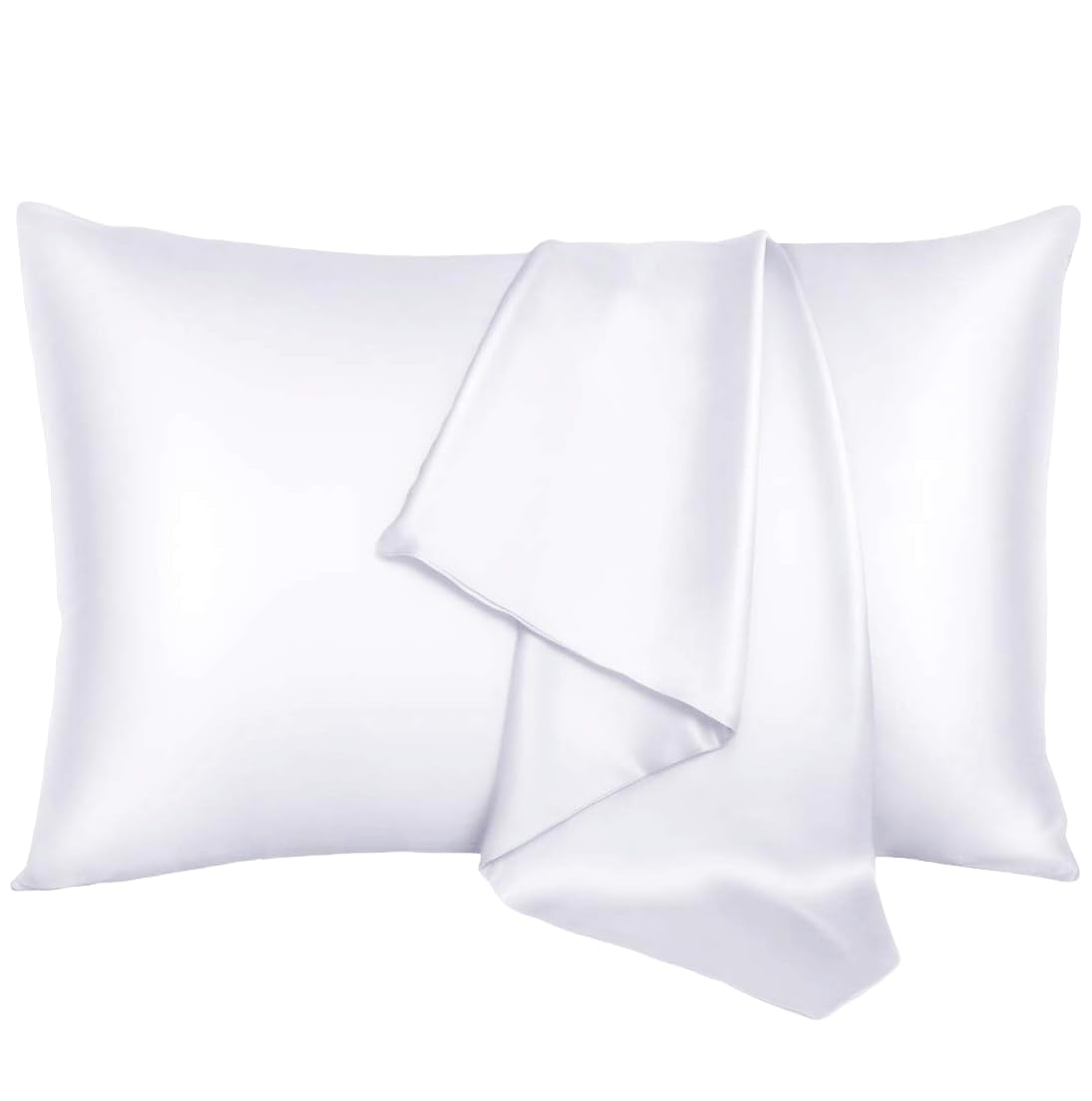 BlueHills Pure Mulberry Natural Soft Both Sides Silk Pillowcase for Hair and Skin Hidden Zipper Hypoallergenic Both Sides Silk Pillow Case (600 TC 19 Momme) Queen 1 Pack White