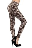 Always Women's Juniors Full Length Brown Leopard Print Stretch Leggings