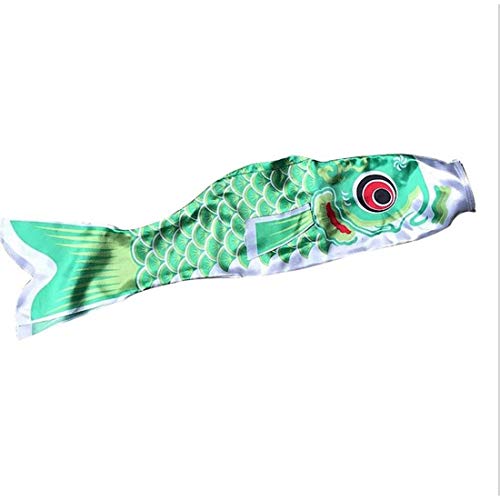 New 5 Colors 55cm Waterproof Japanese Carp Windsock Streamer Hanging Fish Flag Decor Kite Koinobori for Children - Green