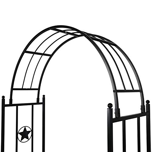 Peachtree Press Inc Metal Garden Arbor Trellis with Gate 7'5''H x3'7''W Arch Garden Arbour Pergola for Climbing Plant Outdoor Lawn Backyard