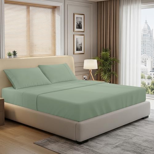 Pizuna 100% Cotton Queen Sheet Set Sea Foam