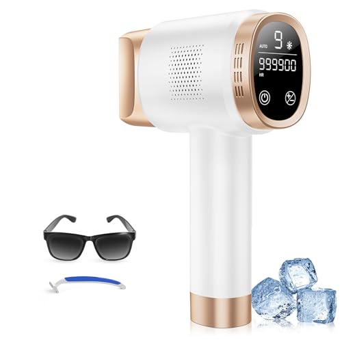 21J Pulsed Light Epilator with 8°C Cooling System, 9 Levels and 600nm Red Light, LCD Touch Screen, Laser Hair Removal for Face, Arms, Jersey, Women and Men, White