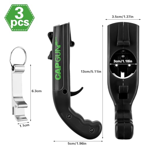 3PCS Bottle Opener, Funny Beer Opener, Beer Opener Bottles Cap Gun with Gun for Home Parties, Outdoor Barbecue, Creative Game, Fun Gift (Black)