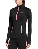 Baleaf Women's Thermal Fleece Half Zip Running Top Black Size XS