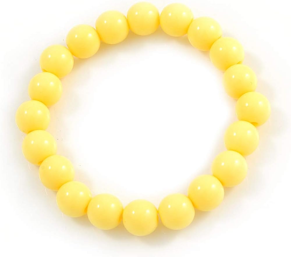 Avalaya 10mm Pineapple Yellow Acrylic Single Strand Bead Flex Bracelet - 18cm L