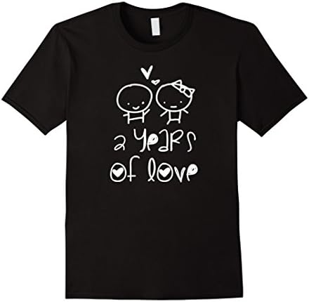 Men's Two Years of Love Tshirt for Couple Lovers or Marriage Small Black