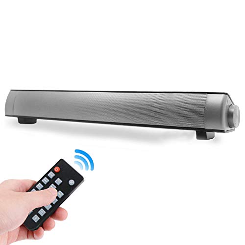 Sound Bar Wired and Wireless Connection, 3D Surround Sound Speaker Bar, Bluetooth Home Theater Silver with 2.0 Channel Remote Control, Dual Connection Methods for TV PC Smartphones Music and Movie