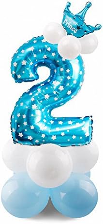 Smakke 68Pcs Blue Pink Number Balloon Happy Birthday Balloon Birthday Party Decoration Kids Boy Girl Party Ballon Number Blue 2