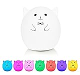 Mystery 3-Modes Silicone Soft LED Multicolor Baby Night Light, USB Rechargeable Children Night lamp with Warm White, Single Color, 7-Color Breathing Three Lighting Modes for Kids Adults Bedroom (A)