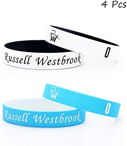 fanwenfeng Basketball Star Signature Double Colour Fans Wristbands Sport Absorb Sweat Silicone Bracelet 4 Pcs
