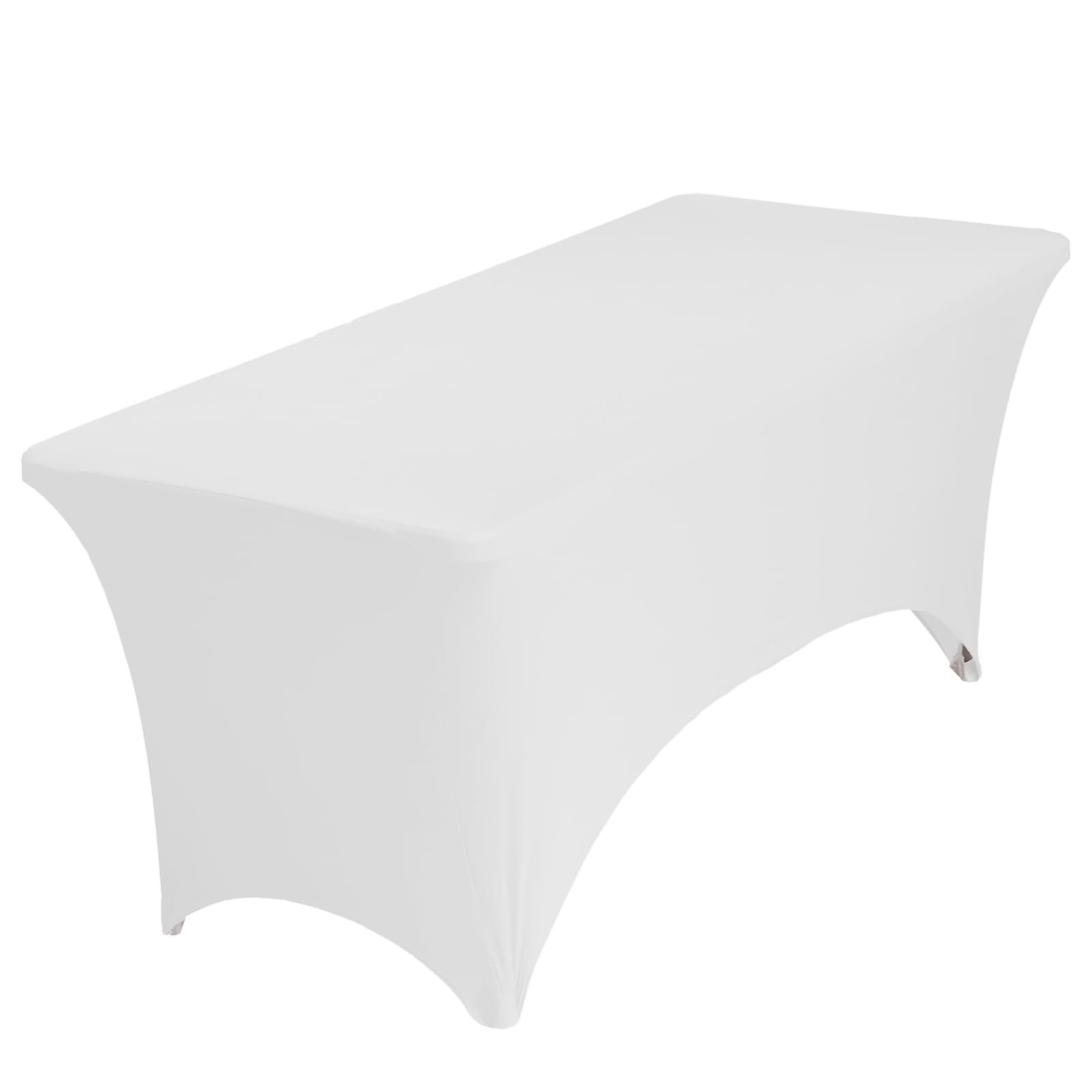 Spandex Table Covers 6FT 1Pc White Stretch Fitted Table Cloth Rectangle Table Tablecloth Wrinkle Resistant Table Cover Stretchable Patio Tablecloths for Wedding Party Banquet (72Lx30Wx30H Inch) — image 1