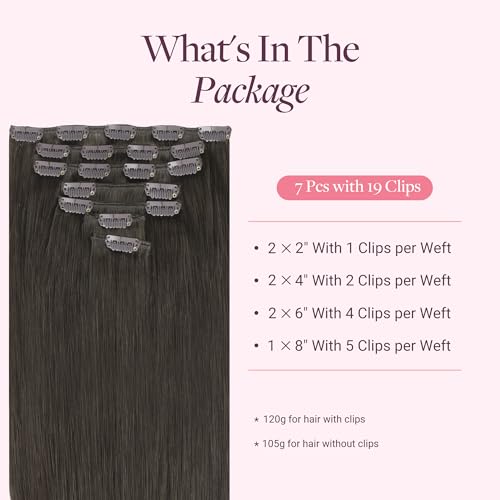 GOO GOO Adhesive Hair Extensions Natural Hair, 45 cm 120 g 7pcs, 1C Mocha Brown, Real Natural Human Hair Extensions