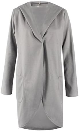 HowFitU Womens Solid Casual Long Cardigan Loose Hoodies Coat with Pocket