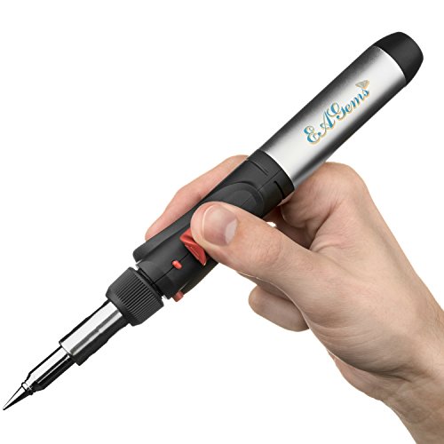 EAGems Butane Soldering Iron Torch, a Multipurpose Solder Station Kit with Welding and Hot Knife Tool Accessories - Set has 7 tips and is Self-Igniting with Adjustable Flame - Gas Not Included