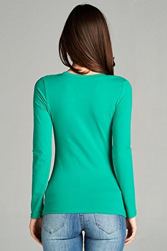 Emmalise Women's Plain Basic Scoop Neck Long Sleeve Tshirt Tee - Emerald, 3XL