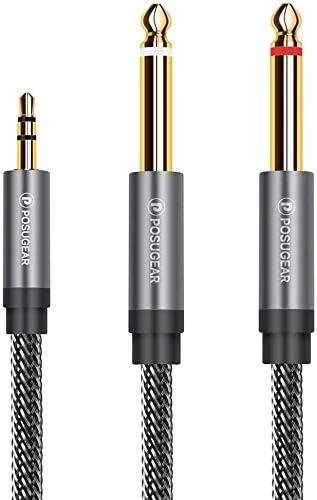 POSUGEAR 3.5mm to 6.3mm Mono Cable 1m, 1/4 to 1/8 Inch Male to Male Audio Splitter Nylond Braid and Gold-Plated Cable - Image 3