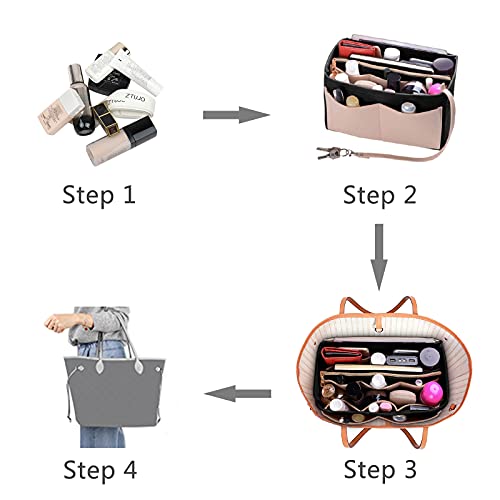 ZTUJO Purse Organizer Insert, Felt Bag organizer with zipper, Handbag