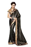 Mirchi Fashion Women's Sparkling Lace Work Faux Georgette Saree Free Size Black