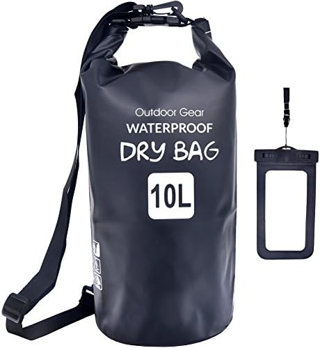 PVC Waterproof Dry Bag and Waterproof Phone Case - Roll Top Dry Compression Sack Keeps Gear Dry for Kayaking, Beach, Rafting, Boating, Hiking, Camping and Fishing(10 L/2.65gallon)