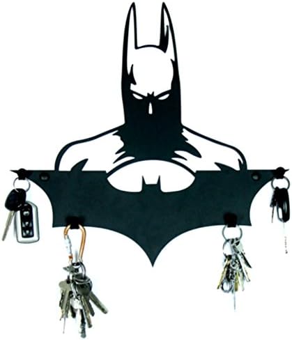 Kiuzu "Bookend Heroes" &amp; "Hook Key Rack" Black Metal Avengers, Captain America ,Iron Man, Spider-Man and Batman Gifts for Geeks, Gifts for Book Lovers, Cool Book Stopper (Batman)