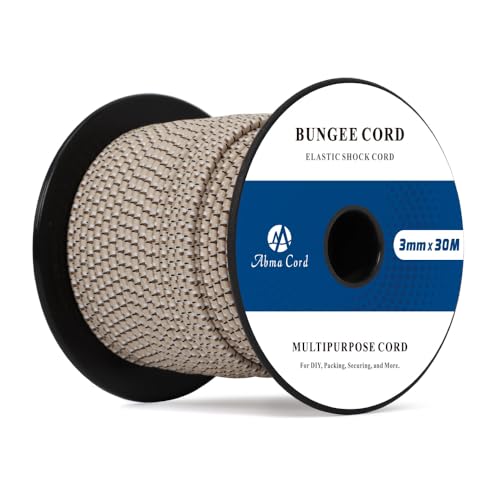 Abma Cord Bungee Cord 3mm 30M Elastic Shock Cord 100% Stretch Elastic Bungee Rope for Tarpaulin, Trailer, Backpack, Tent Pole, Kayak - Desert Camo โ image 1