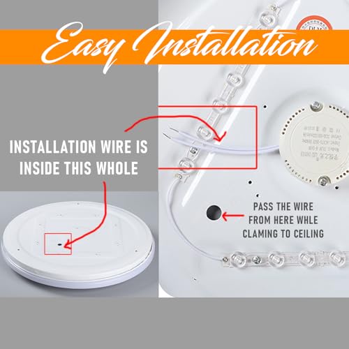 Aishini Modern 40w, White Only - 6500K White LED Ceiling Lights <2500 Lumen, Long Life 15000 Hrs Round Shape Flush Mount (37.5cm) Flat Ceiling Lights for Bedroom, Dining, Closet, Laundry, Bathroom