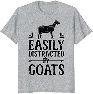 Mens Easily Distracted By Goats Funny Goat Lover Gifts T Shirt Large Heather Grey
