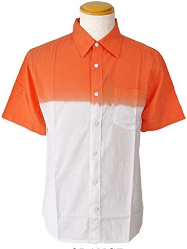 Amazon Pl 9753 L Orange ヨンユー 4u 半袖 シャツ メンズ グラデーション バイカラー 男性用 インド綿 ブロード シャツ ツートンカラー タイダイ ユニセックス 大きめ 半袖シャツ Pl 9753 シャツ 通販