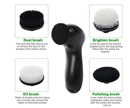 Handheld Electric Shoe Polisher Shoes Scrubber Portable Shoe Cleaning Brush Kit for Leather Shoes with 4 Interchangeable Heads by ShopIdea
