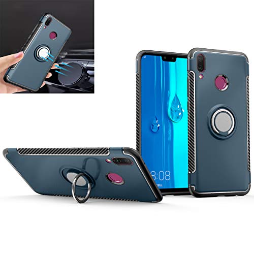 Huawei Y9 2019 Case,360° Rotating Ring Kickstand Protective Case,TPU PC Shock Absorption Double Protection Cover Compatible with [Magnetic Car Mount] for Huawei Y9 2019 Case (Navy)