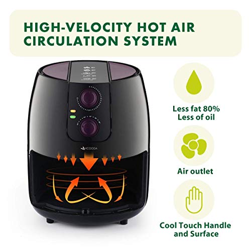 VICOODA Air Fryer 3.7Qt/3.5L 1500W, Programmable Electric Fryer with 8 Cook Presets, Oil-Free Cooking, Non-Stick, With Detachable Basket for Cooking, Fry, Roast, Baking, Grill - Perfect Cook Assistant - Thumbnail 4