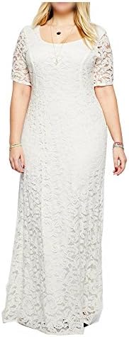 Vrikoo Women's Plus Size Lace Casual Evening Wedding Maxi Dress