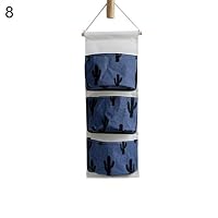 Gaweb Cactus Pineapple Hanging Storage Bag Cotton Linen Wall Door Closet Wall Storage Organiser with 3 Pockets