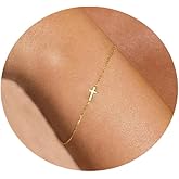 Nawflue Cross Bracelet for Women, 18K Gold Plated Dainty Pearl Beaded Cross Bracelets, Adjustable Stainless Steel Trendy Wedding Bridesmaid Jewelry, Christmas Gifts