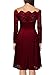 MissMay Women's Vintage Floral Lace Long Sleeve Boat Neck Cocktail Formal Swing Dress Red XX-Large