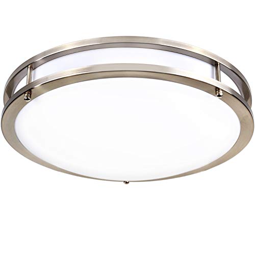 Hykolity 18 Inch LED Ceiling Light, 30W [240W Equivalent] 2200Lm 4000K BN Finish Dimmable Saturn Flushmount Ceiling Light, ETL Listed for Bedroom, Restroom, Walk in Closet, Washroom, Living Room